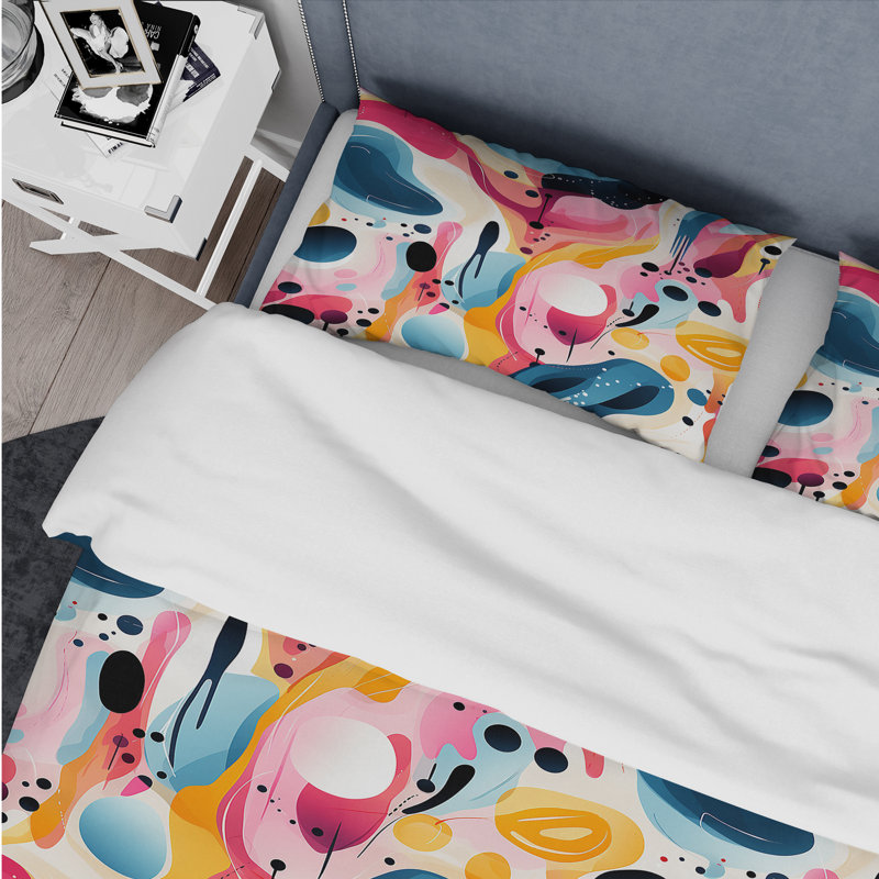 Ensemble de housse de couette en microfibre rose et bleu sarcelle, Housse de couette pour grand lit et 2 taies décor