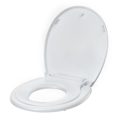 2-in-1 Dual Seat 17 Inch White Toilet Seat Round Quick Release Soft Close Quick Install