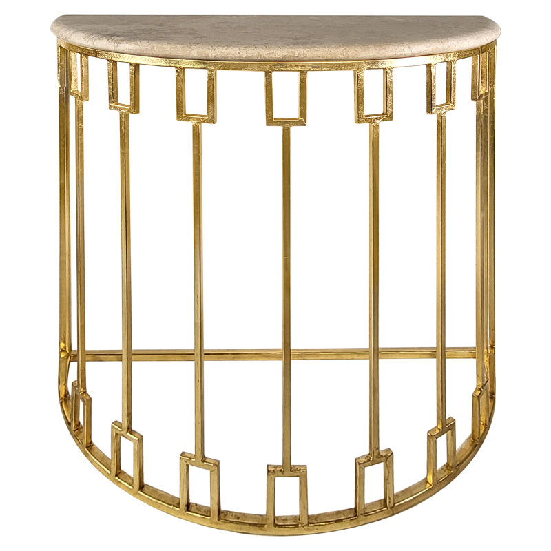 Console Table, Lite Travertine, Gold Leaf