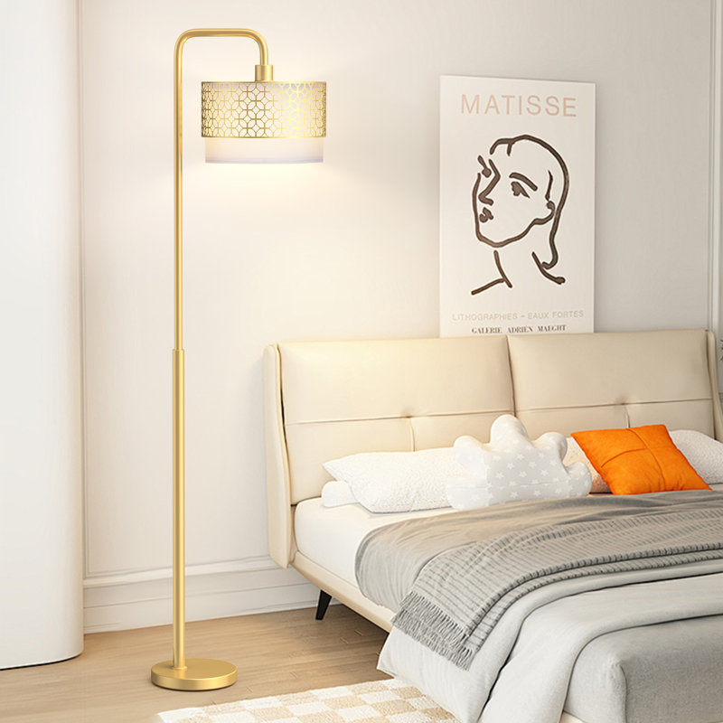 64.1'' Silver Floor Lamp Metal Modern Standing Lamp for Living Room, Matte Gold