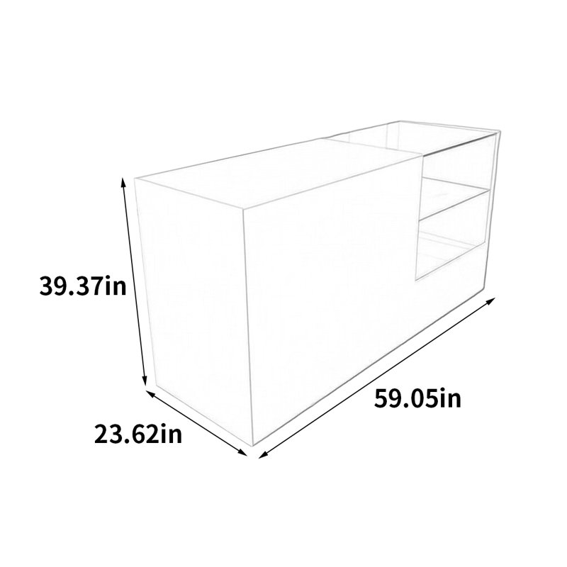 Vitrine simple pour îlot central, H 39,37 po x l 59,05 po x P 23,62 po