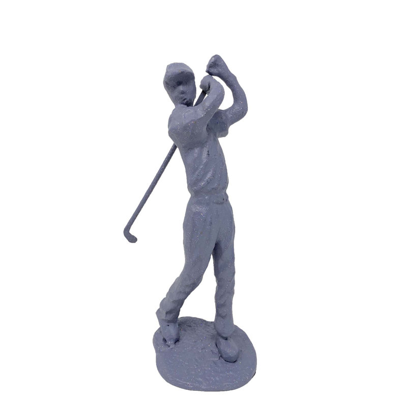 GOLFER MAN Iron Figurine 22cm, Grey Shimmer