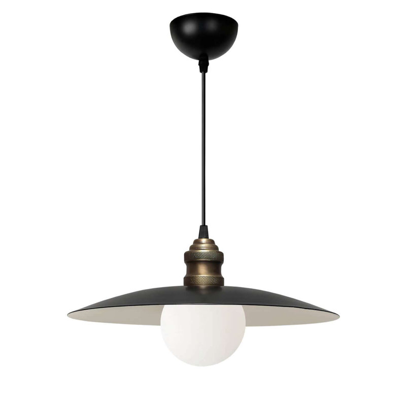 Elegant Black Metal Chandelier with Glass Shade, Ø15 x 39.4 inches | Adjustable Cable Length: 35.4 inches | 1 x E27 Socket, Max 40W (Bulb Not Included) | Perfect for Dining Room & Living Spaces, Stylish Design