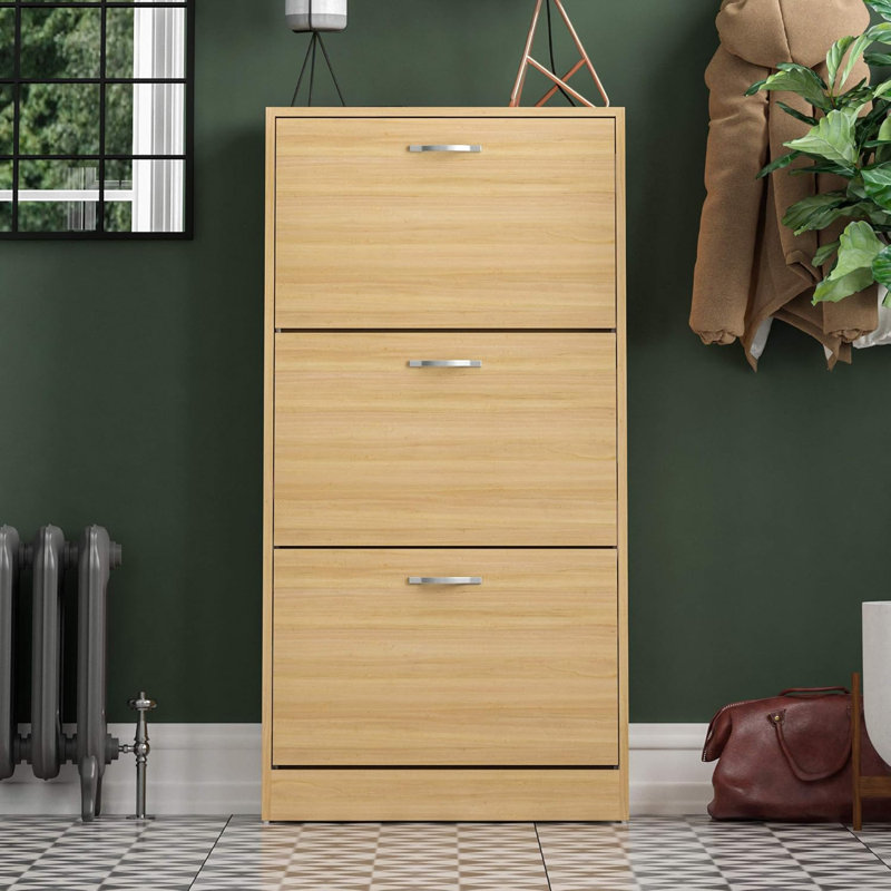 9 Pair Shoe Storage Cabinet, Pine