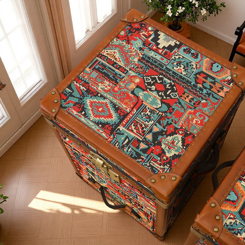 Small Bohemian - Style Premium Fabric Accent Trunk