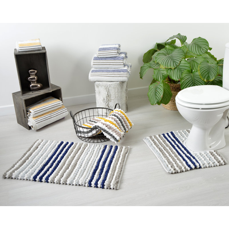 Merlin Stripe Hand Towel Single Piece, Navy/Grey