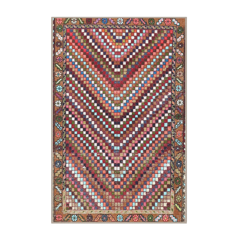 Tapis traditionnel beige/vert/crème, Rectangle 4 pi x 6 pi