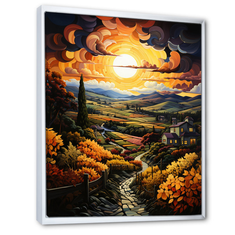 «Laik Countryside Bounteasant Vineyard Patchwork I», reproduction, Cadre flottant blanc, H 32 po x l 24 po x P 1 po