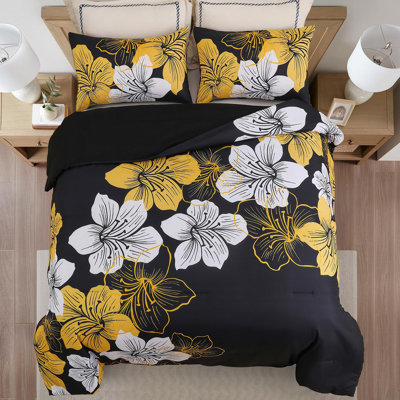 3-Piece Floral Comforter Set Botanical Bedding Soft All Season