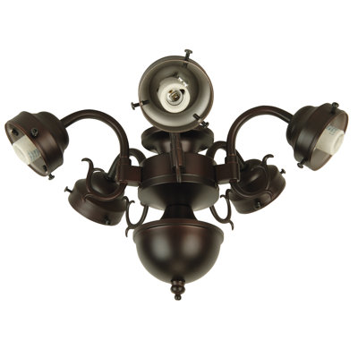 Plafonnier pour ventilateur de plafond universel à volutes 5 lumières compact