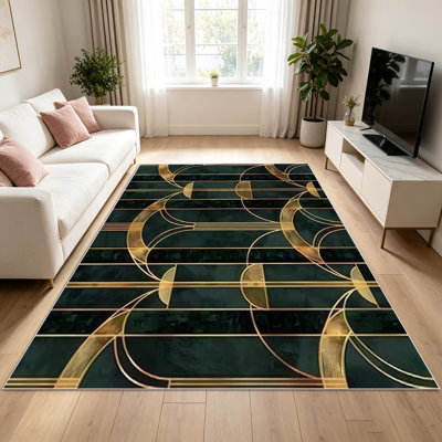 Tapis 1 pièce Art déco pour le salon, doux et confortable, convenant à toutes les saisons, facile à entretenir, tapis de sol intérieur lavable à la machine, sous la ferme de table idéale pour la chambre à coucher, la salle à manger, le bureau, le balcon, le patio, la décoration intérieure.