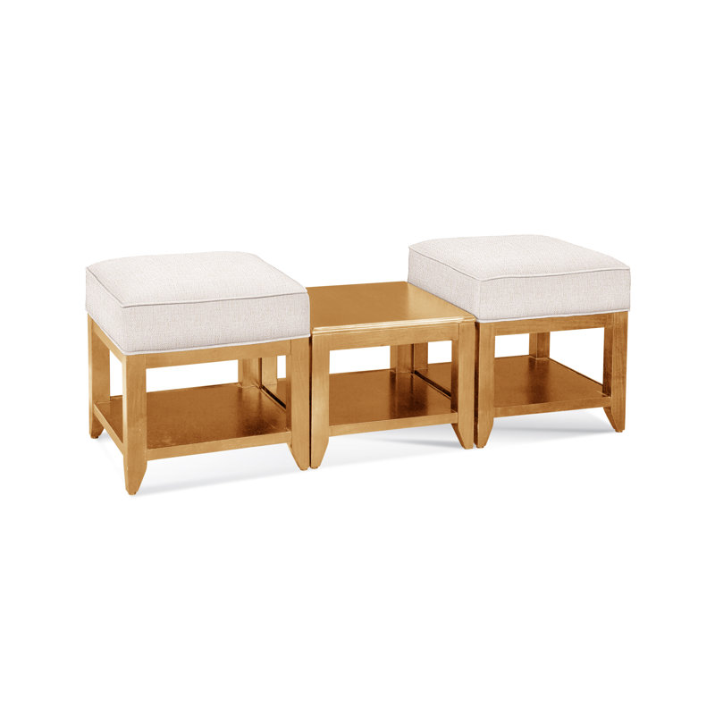Elements Upholstered Cube Ottoman, White Sugar Performance; 0863-91, Celery