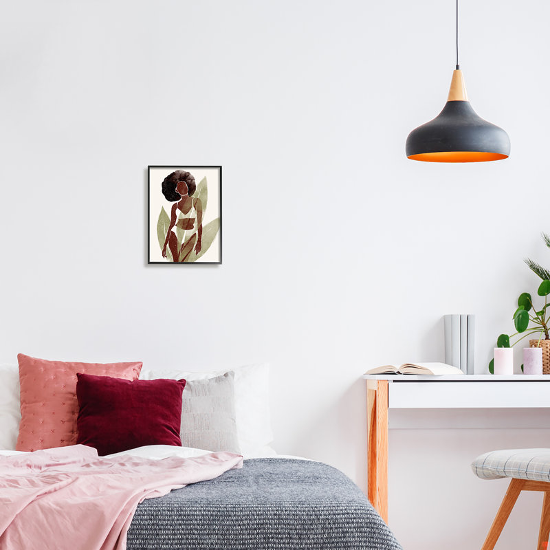 «Boho Woman Botanical Palms» par Yuyu Pont - impression, Giclée encadrée noir minuit, H 14 po x l 11 po x P 1,5 po