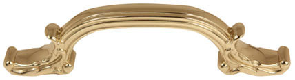 Ornate Pull 4 Inch Centre to Centre, Polished Brass