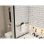 Porte de douche de baignoire 3458 avec verre trempé transparent et barre à serviettes - Noir mat, avec joint d'étanchéité à charnière 180 degrés pour empêcher l'eau d'éclabousser hors du support pivotant fiable de 1/4 po-121166515
