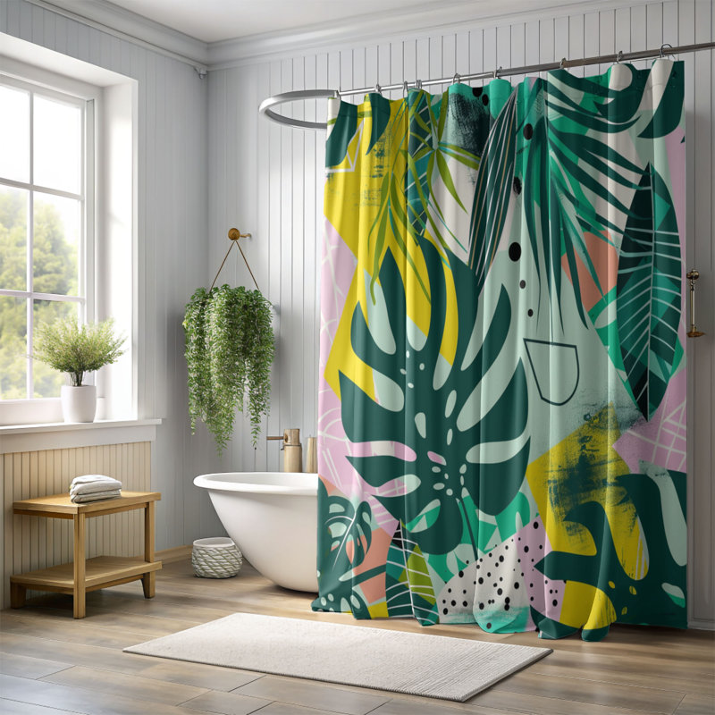 Rideau de douche Palm Bird - Premium, H 74 po x l 71 po