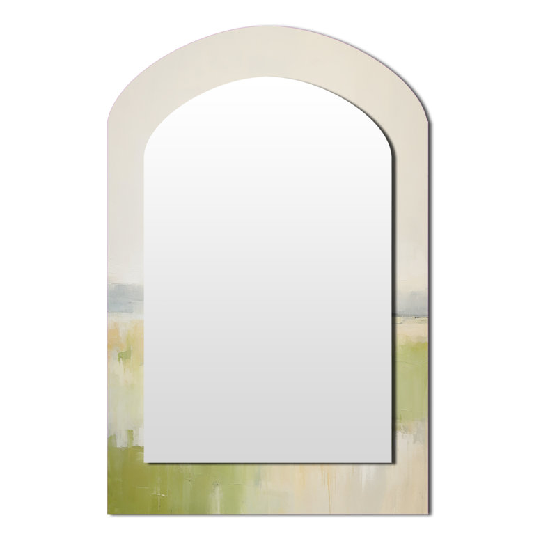 Meadow Minimalist Pastoral II - Meadow Arch, miroir unique, grand miroir mural asymétrique vert, 43 po x 33 po