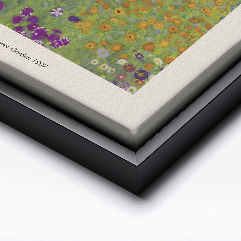 Gustav Klimt - Flower Garden, 12"H x 16"W, Canvas, Black Framed