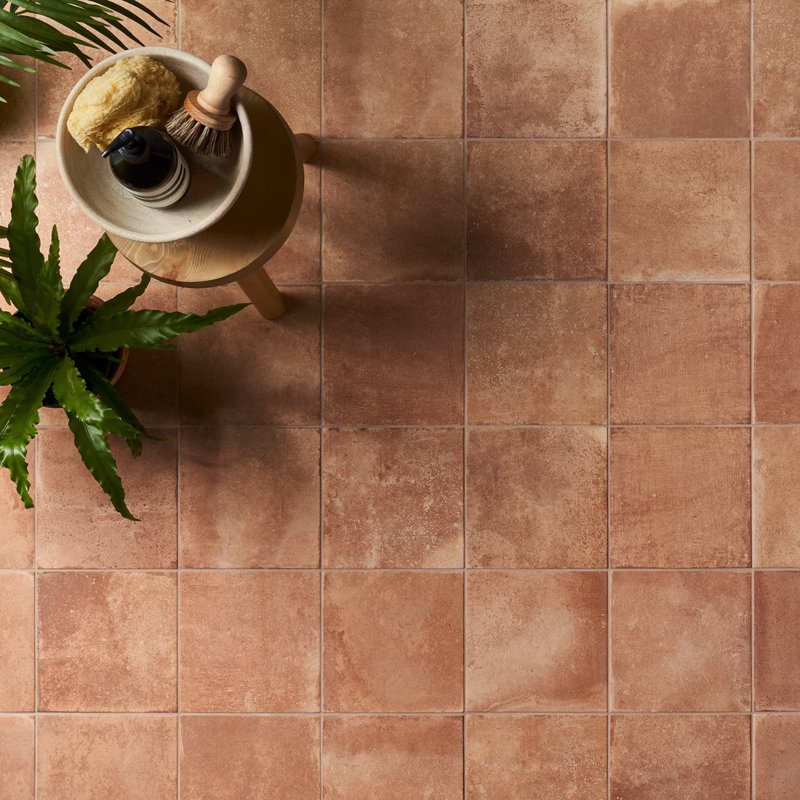 Angela Harris Mediterra 8x8 Matte Terracotta Porcelain Tile, Terracotta