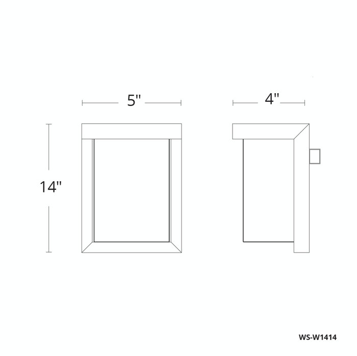 Ledge Metal and Aluminium Wall Light, Black, 14" H x 5" W x 4" D, 2700K