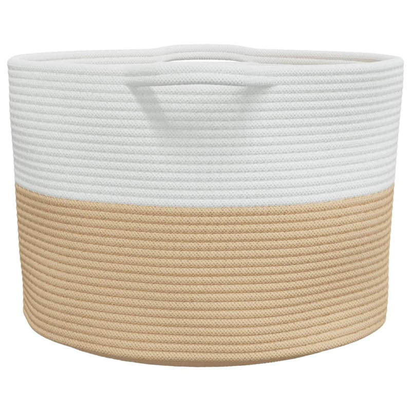 Laundry Basket with Handles, Beige/White