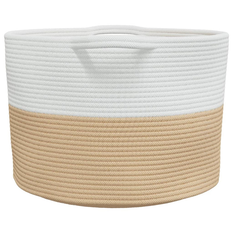 Laundry Basket, 36cm H x 60cm W x 60cm D, Beige/White