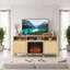 Meuble télé 68 po Mid-Century pour téléviseur de 75 po ou moins, console média avec foyer électrique encastrable 23 po-133280250