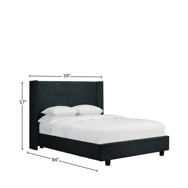 Lit plateforme tapissier Hawkinge, Double, Denim