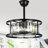 20" Black Modern Crystal Caged Ceiling Fan with Light Kit and Remote Control 6-speed Reversible DC Motor Fandelier for Bedoom