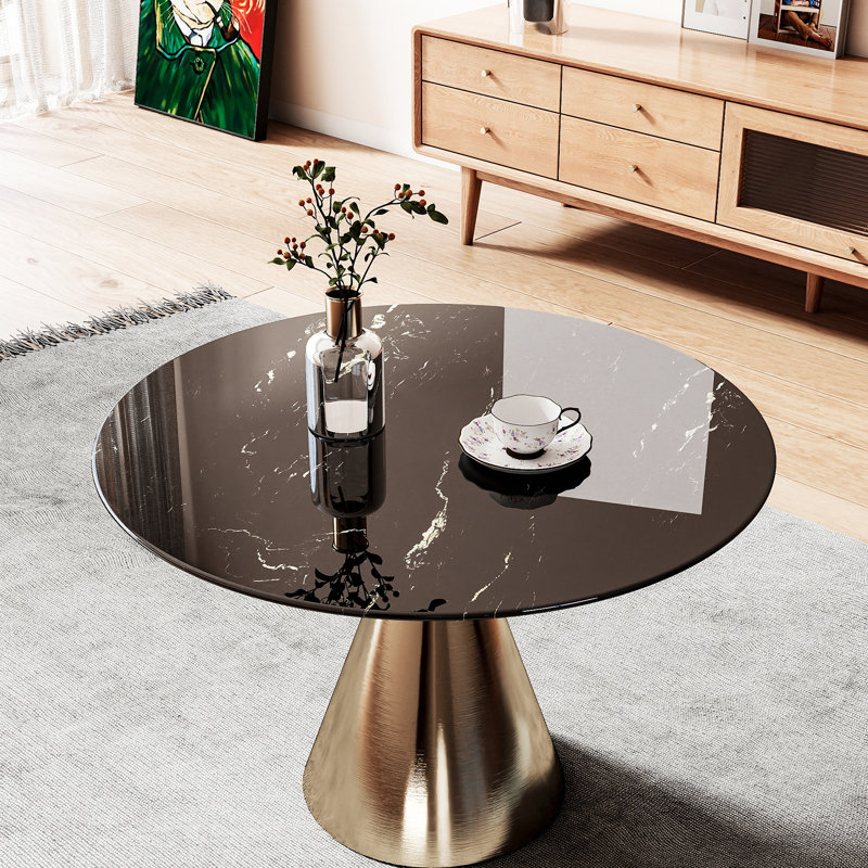 Plateau de table rond en verre trempé de 30 po, H 0,31 po x L 30 po x l 30 po, Noir