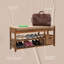 Banc de rangement pour chaussures en bois massif avec coussin-599729485