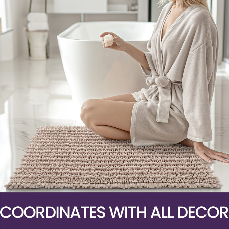 Ridhawn Chenille Non-Slip Bath Mat, Brown