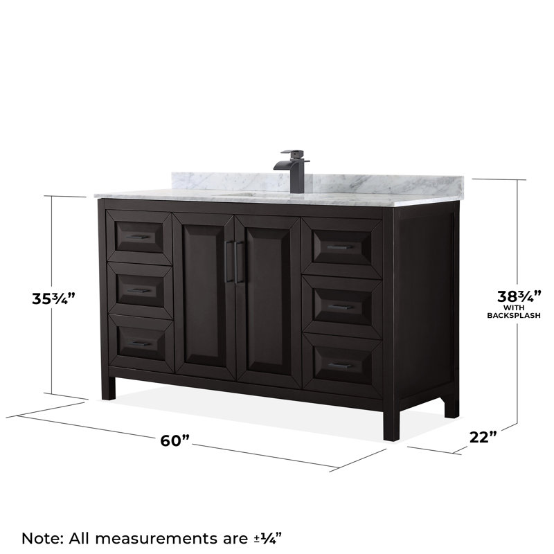 Daria Single Bathroom Vanity Set, Dark Espresso, Matte Black, 60"