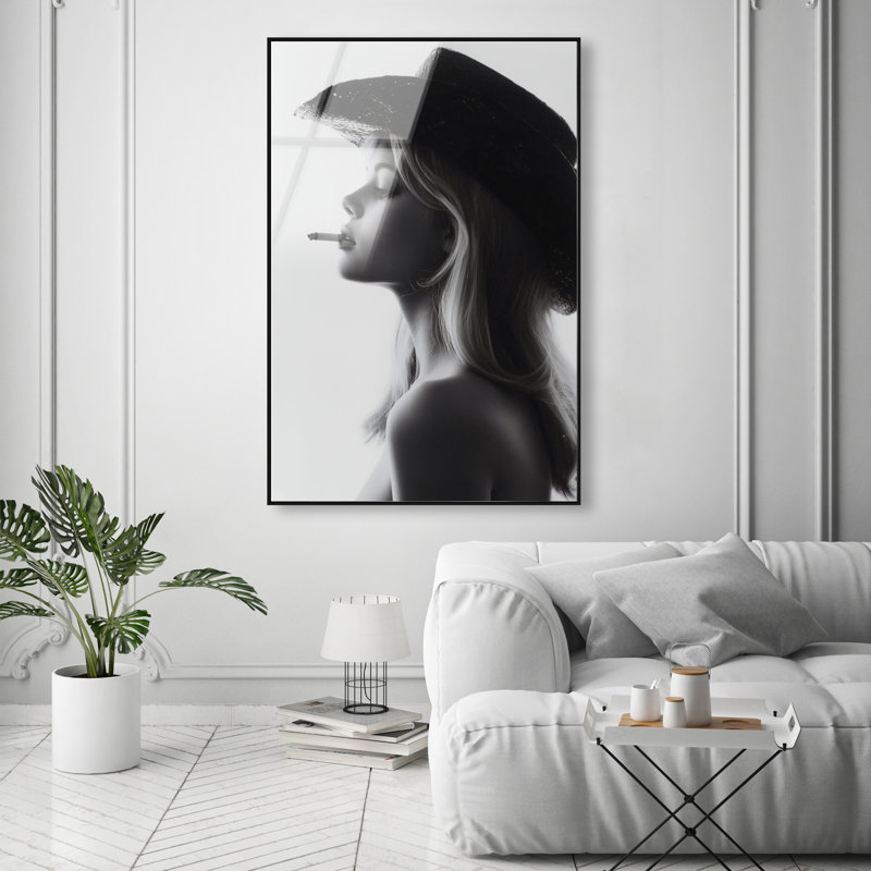 Desert Cowgirl Print, 31"H x 21"W, Black Floater Frame