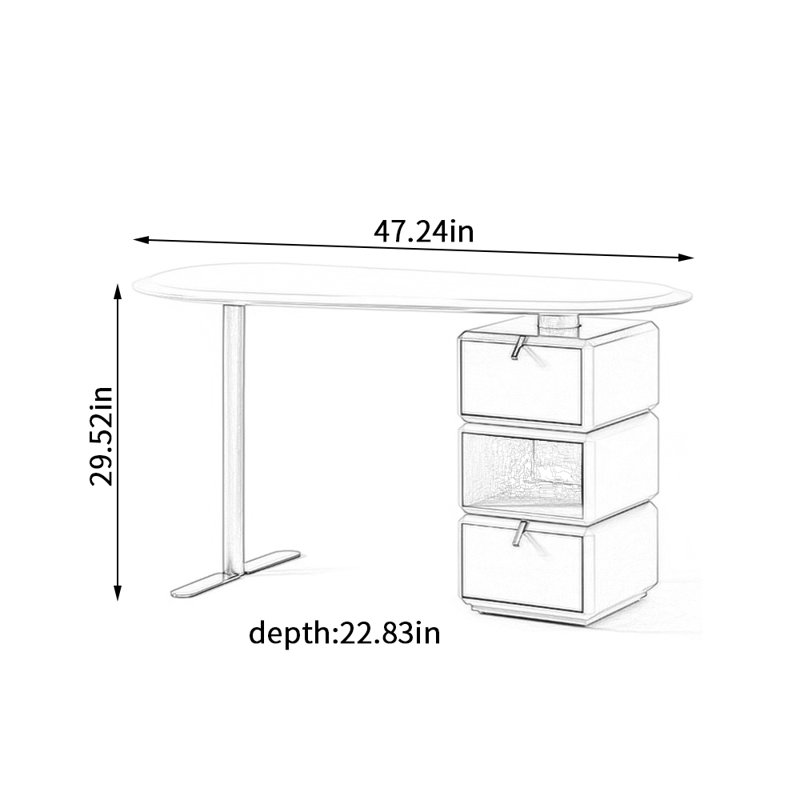 Petit bureau de rangement de style italien, H 29,52 po x l 47,24 po x P 22,83 po