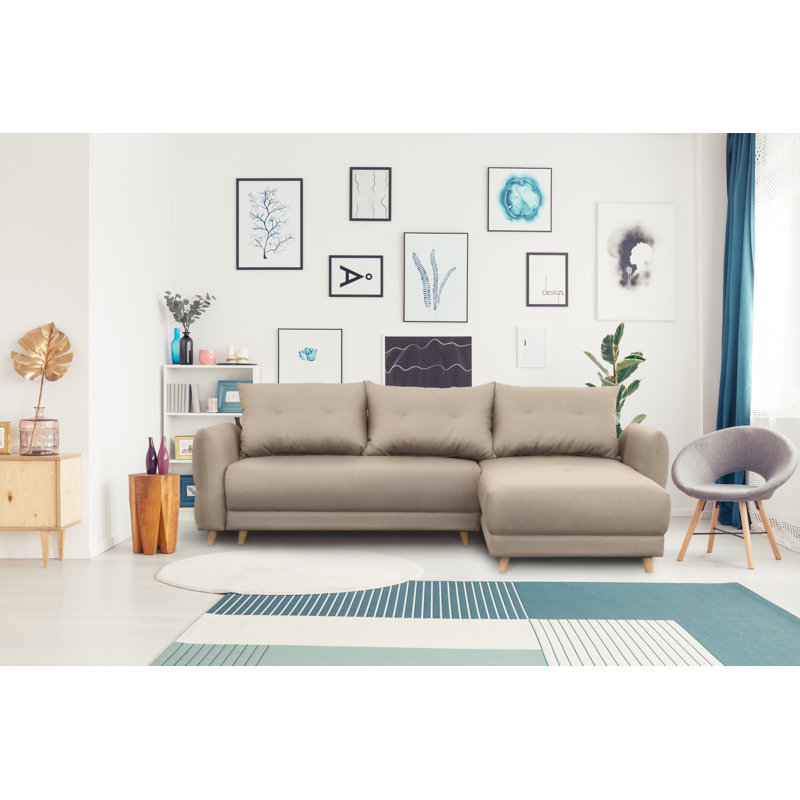 Talbert Corner Sofa With Bed Function, Beige, Right Hand Facing