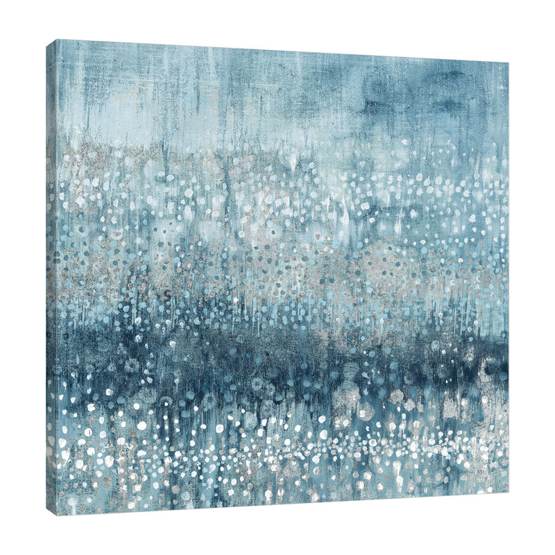«Rain Abstract IV Blue Silver», toile tendue par Danhui Nai, H 24 po x l 24 po x P 1,5 po