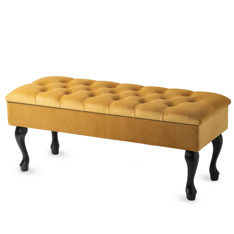 Hulse Velvet Upholstered Storage Bench, Yellow, H44 x W100 x D30cm