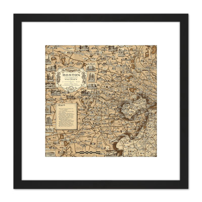 1938 Map Boston Massachusetts 1 Piece Single Picture Frame Wall Art