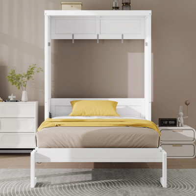 Twin Size Murphy Bed, Solid Wood Bed