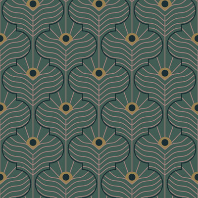 Moroccan Peacock - Spruce Green Wallpaper
