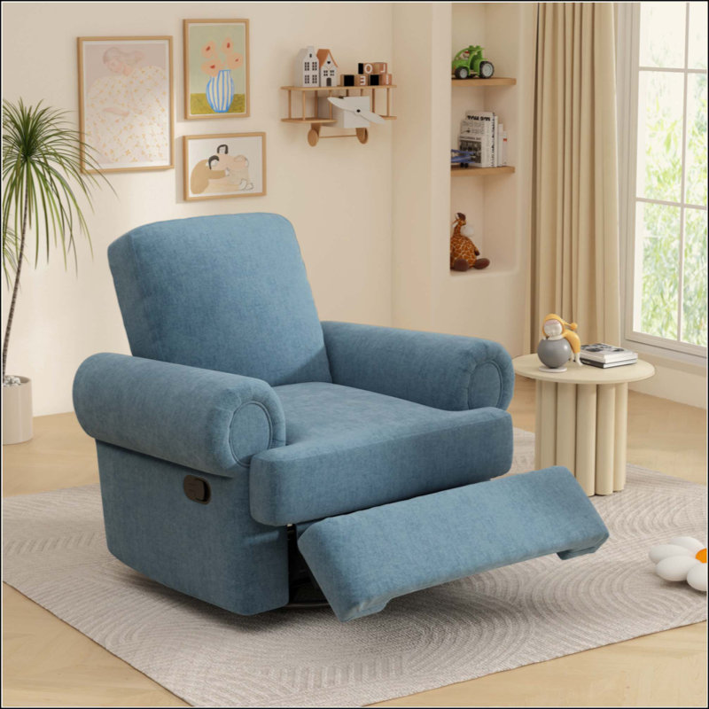 Fauteuil inclinable manuel à bascule pivotant avec dossier réglable, fauteuil rembourré pour le salon, la chambre à coucher et la chambre de bébé