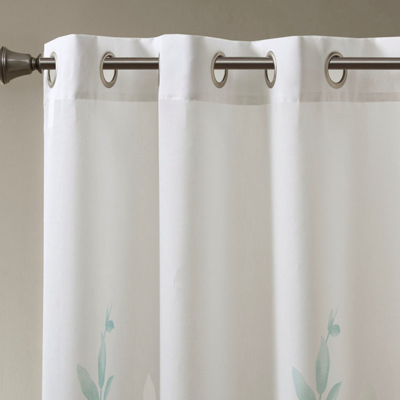 Cecily Floral Printed Burnout Sheer Grommet Single Curtain Panel