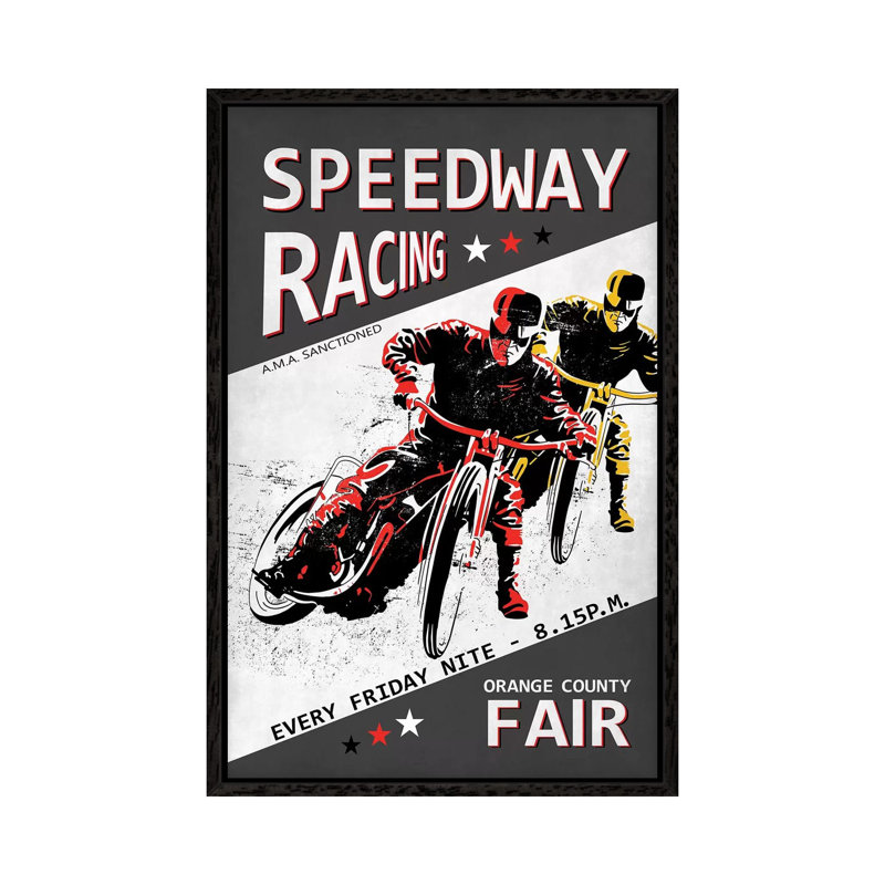 Speedway Racing OC Fair by Mark Rogan - Print on Canvas, 152.4cm H x 101.6cm W x 3.81cm D, Black Framed