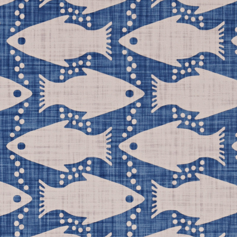Fiennes Machine Washable Ivory and Blue Area Rug, Rectangle 5' x 7'