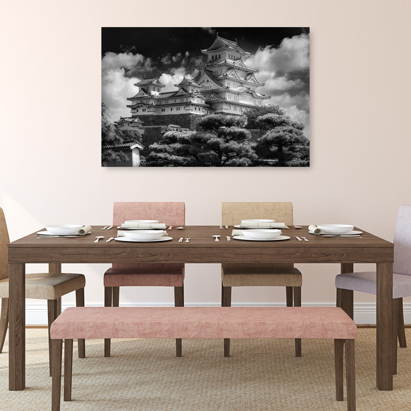 «Majestic Japanese Castle Dramatic Serene Traditional Architecture Landscape», reproduction d'art mural, H 32 po x l 48 po