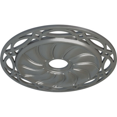 Endurathane Loera Ceiling Medallion, 26 5/8"OD x 4 1/2"ID x 1 3/8"P (Fits Canopies up to 6 1/4"), Hand-Painted Silver Finish