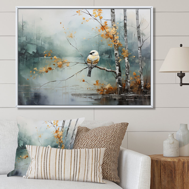 Birch Woods Ethereal Elegance I - Impression, H 34 po x l 44 po x P 1,5 po, Cadre flottant blanc