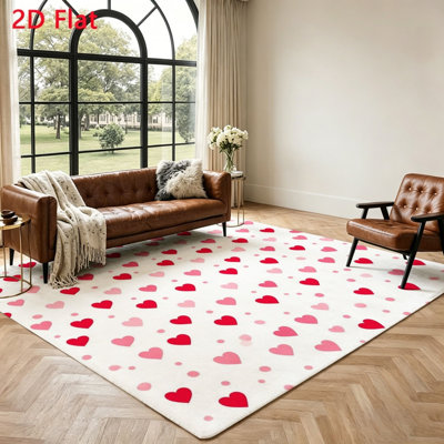 Tapis moelleux à motif de cœur, tapis antidérapant doux pour le salon, la chambre à coucher et la décoration intérieure