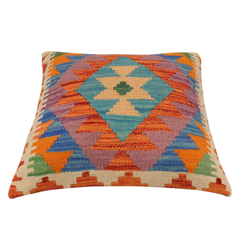 Coussin Boho Chic Barnard, Bleu/orange, H 19 po x l 19 po